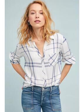 RAILS Women’s Hunter Button-Down Shirt in Indigo|Powder|Blush-Size Small